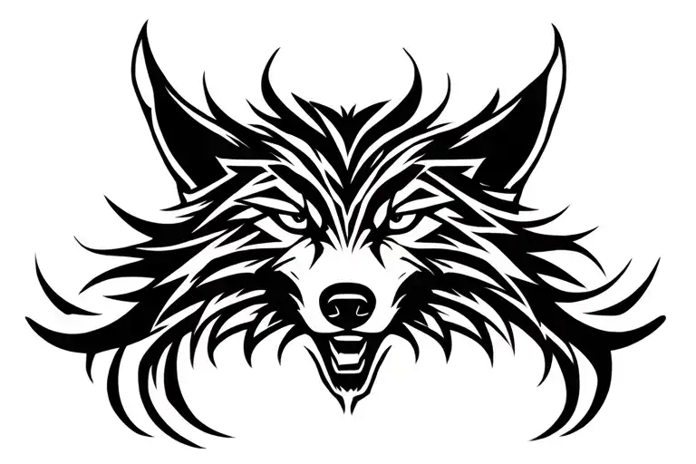 Evil wolf head tattoo design idea