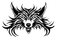 Evil wolf head tattoo design idea