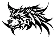 Evil wolf head tattoo design idea