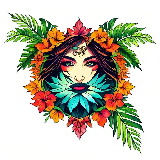 "Pure life" volcan, me, jungle tattoo design idea