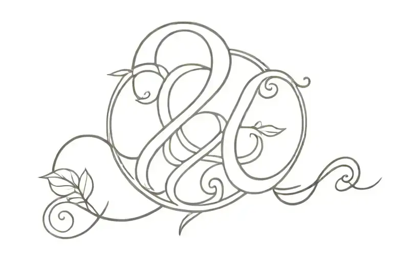 ampersand symbol with element representing family tree tattoo design idea