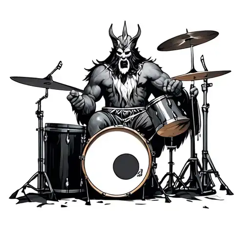 skarl the drummer god tattoo design idea