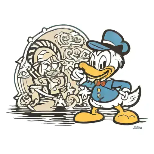 Donald duck standing tattoo design idea