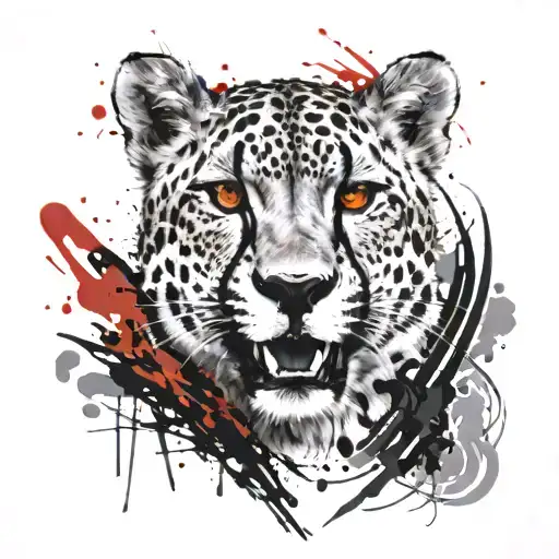 grin cheetah tattoo design idea