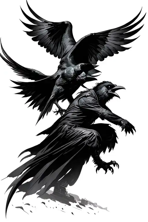 dead rising Scarlxrd cover art and  crow flying with sharingan tattoo design idea