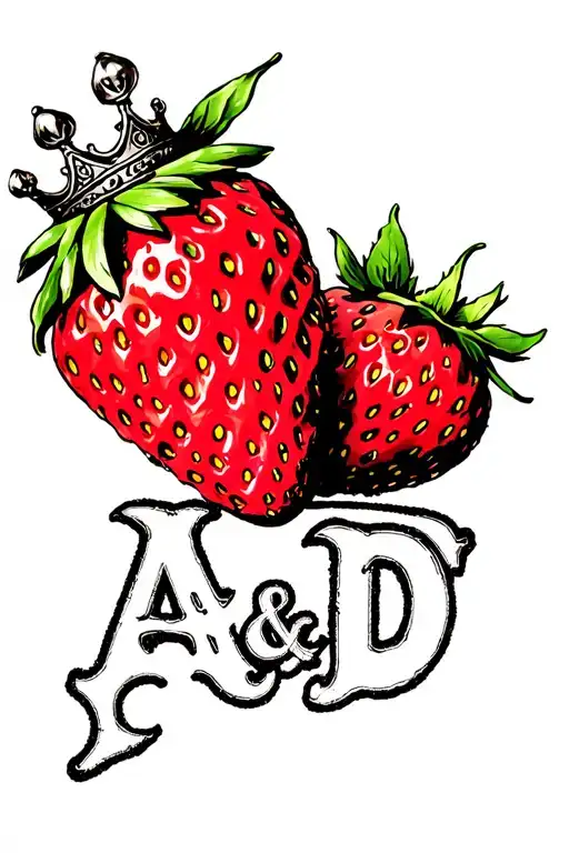 "A & D" stawberry with a crown on it tattoo design idea