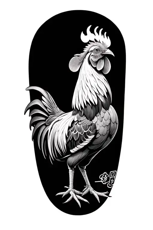 japanese rooster oriental dollar bill tattoo design idea