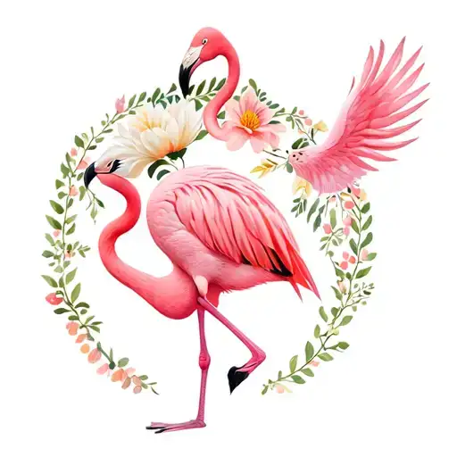 adopted mom symbol with march birth flower and flamingo bird tattoo design idea