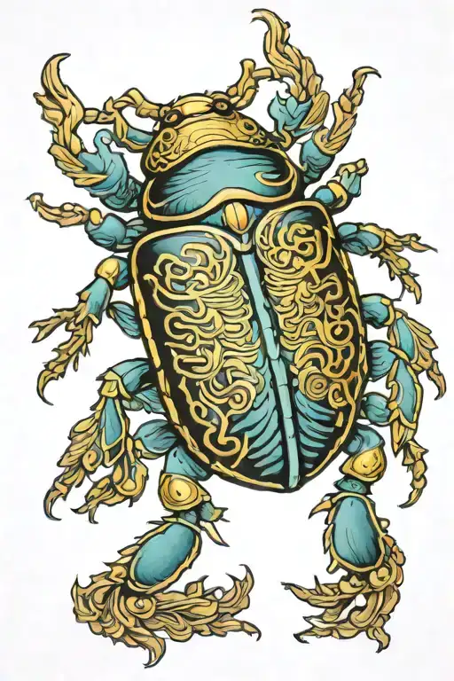 colored scarab beetle tattoo design idea