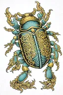 colored scarab beetle tattoo design idea