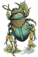 colored scarab beetle tattoo design idea