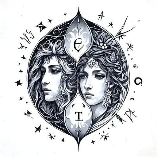 pieces virgo gemini zodiac sign tattoo design idea