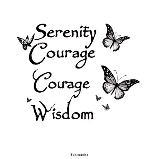 "Serenity Courage Wisdom" "Serenity Courage Wisdom" Serenity Courage Wisdom with butterflies fluttering tattoo design idea
