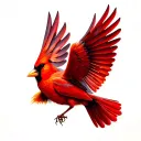 red cardinal flying tattoo design idea