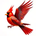 red cardinal flying tattoo design idea