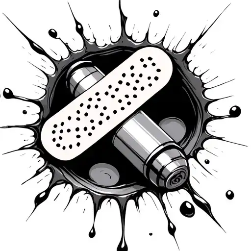 a bandaid on a bullet hole that's still bleeding tattoo design idea