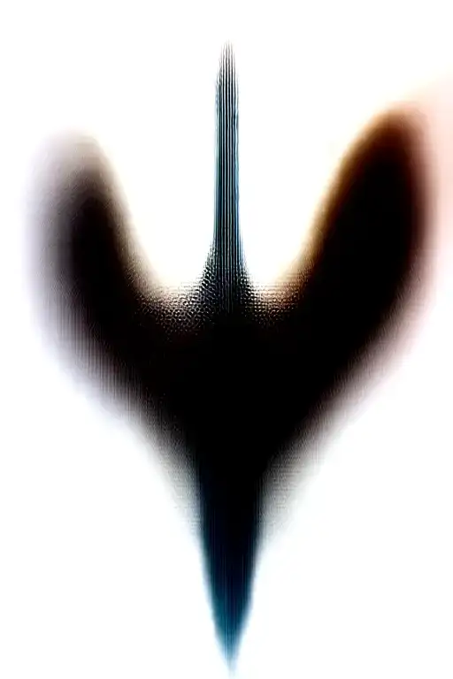 angel wings behind a sword, roses tattoo design idea