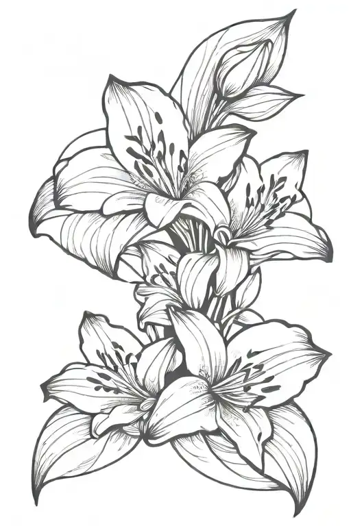 lily flowers on the hand from wrist to elbow spiraling polygons tattoo design idea