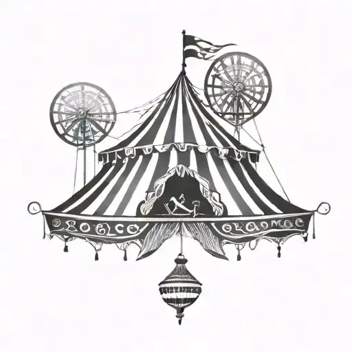 circus tent behind silhouette tattoo design idea