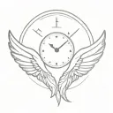 clock with angel wings behing tattoo design idea