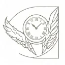 clock with angel wings behing tattoo design idea