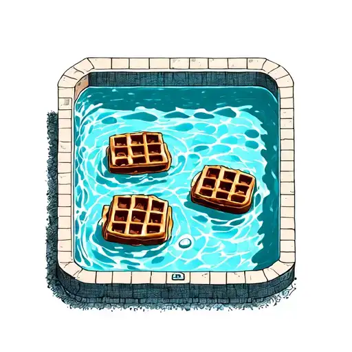 square swimming pool with hot water and two chocolate waffles sitting inside tattoo design idea