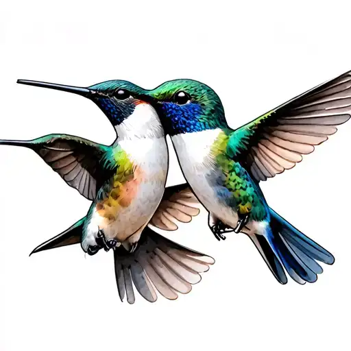 three little hummingbirds in flight watercolor clavicle tattoo design idea