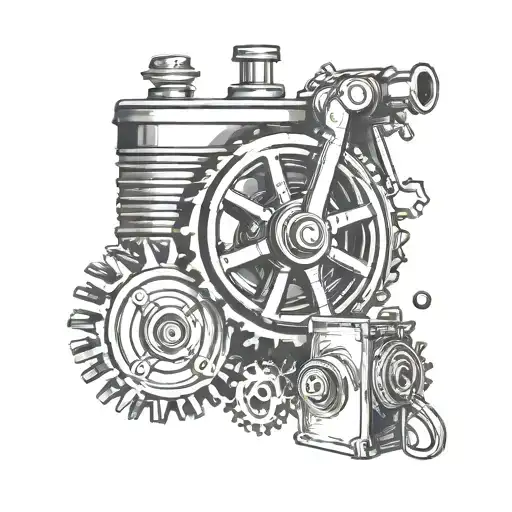oil can pouring oil onto industrial gears tattoo design idea