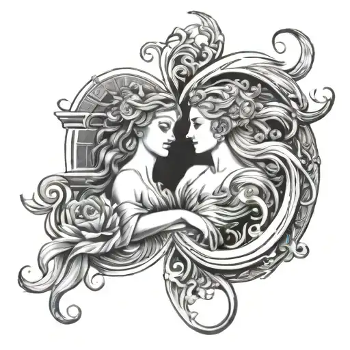 Virgo And Aquarius tattoo design idea