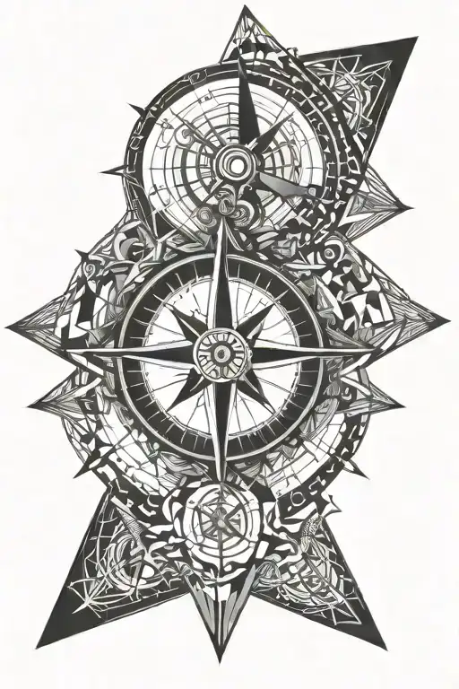 navigation compass tattoo design idea