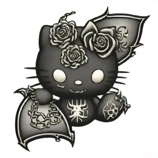 hello kitty black metal tattoo design idea