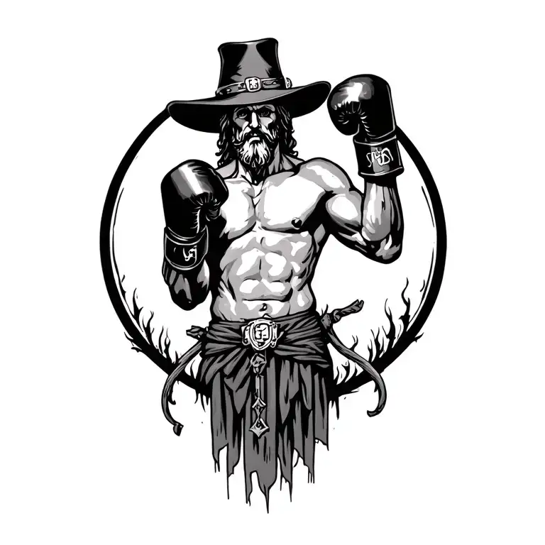 christianity boxing wild west  tattoo design idea