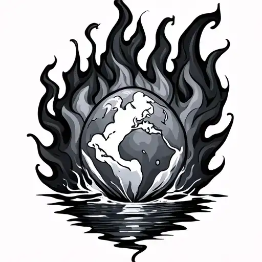 Tattoos of 4 elements Water Fire Terre tattoo design idea