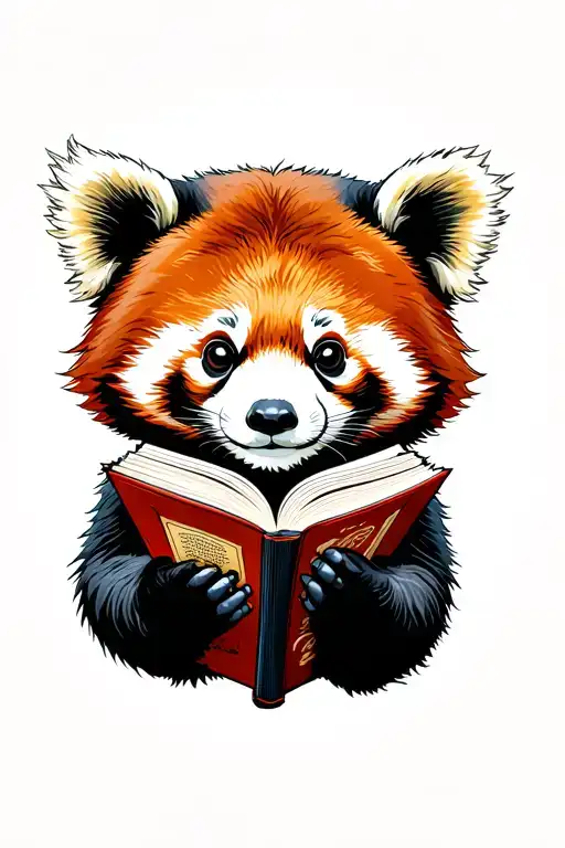 red panda reading ferinhieght 451 ray bradbury tattoo design idea