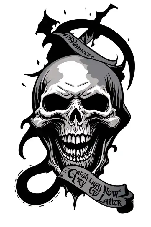 reaper death seal and laugh now cry later tattoo design idea