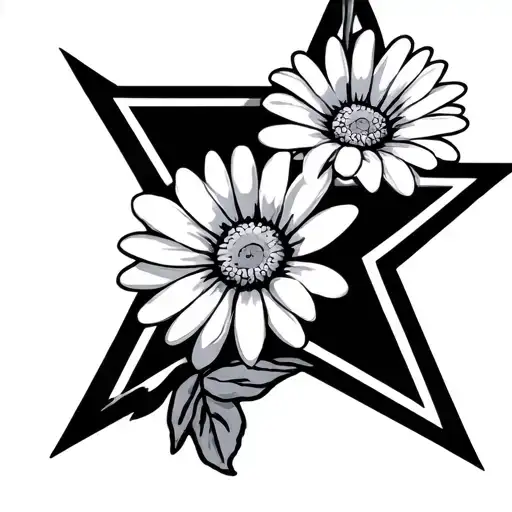 dallas cowboys star with daisy flower tattoo design idea
