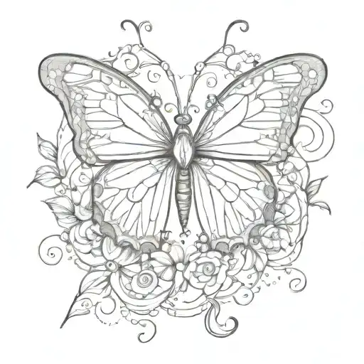butterfly with jewels tattoo design idea