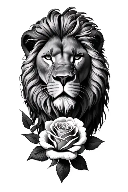 lions head and a rose tattoo design idea