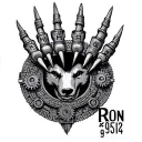 Mayan heiroglypics that spell Ron, bear claws with gears on the inside, area code 954, birthday 06/12 and scarface tattoo design idea