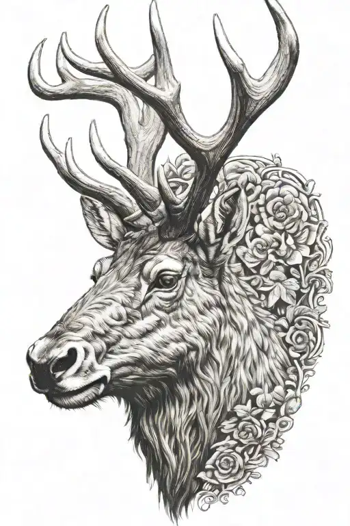 Irish elk head tattoo design idea