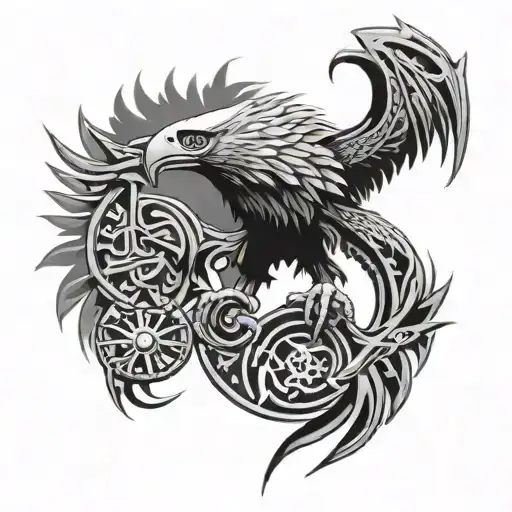 Warhammer eagle and tribal salamanders tattoo design idea