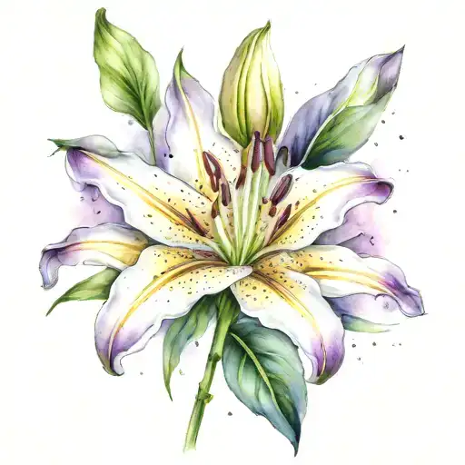 lily flower purple flowers tattoo design idea