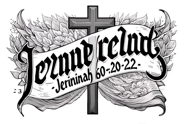 cross bible verse jerimiah 60:22 tattoo design idea