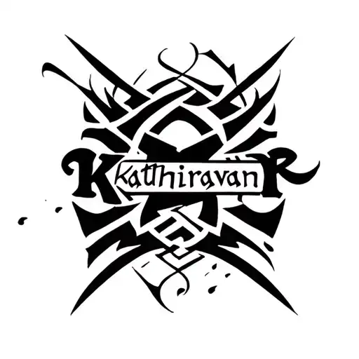 "Kathiravan" Name Tattoo sleeve tattoo design idea
