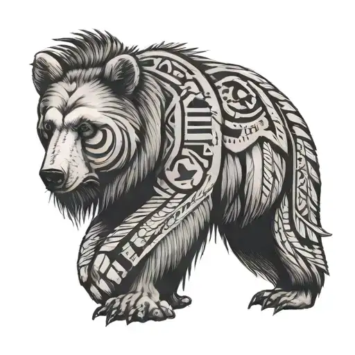 native Americans bear tattoo with chi symbol tattoo design idea
