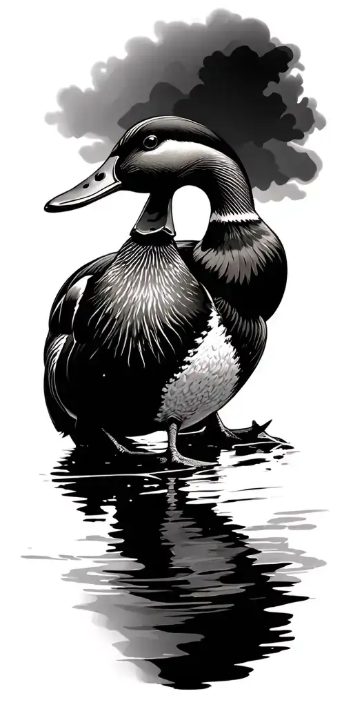 duck hunting scene tattoo design idea
