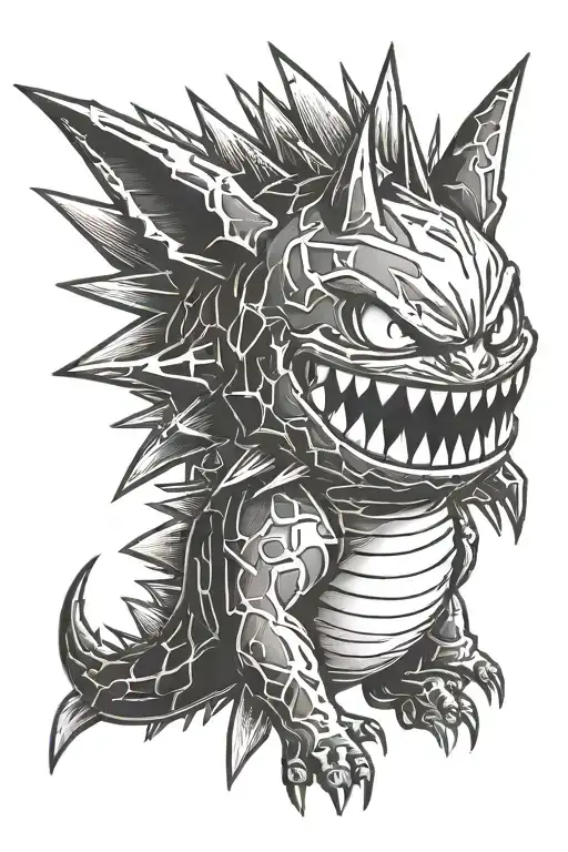 gengar pokemon side tattoo design idea