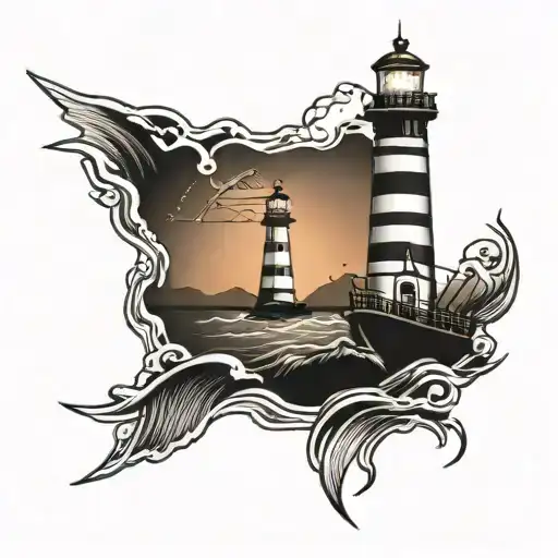 lighthouse that lights the sea tattoo design idea