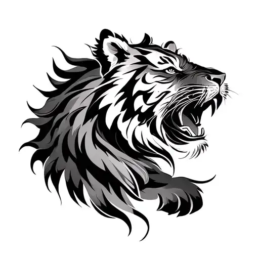 tiger vs lion chinese theme tattoo design idea