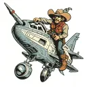 cowboy riding the uss enterprise ship tattoo design idea